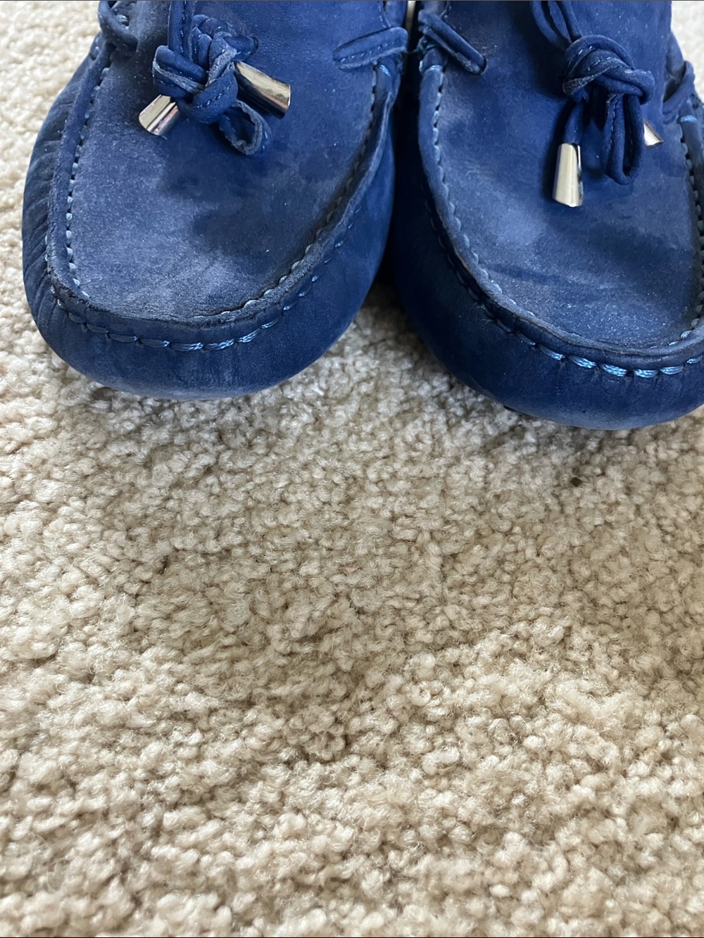 Blue Suede Tassel Loafers - women’s Slip-On Driving Moccasins - Picture 4 of 7